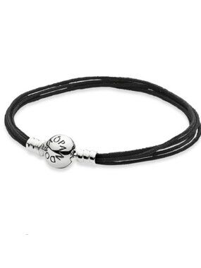 Pandora Multi-strand Black Fabric Bracelet w/ Sterling Silver Clasp - 590715CBK